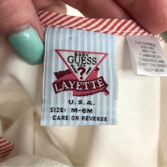 Vintage Baby Guess footie romper white w/ embroidered bears size 6 months - Picture 5 of 10